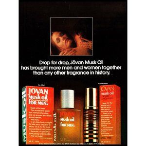 1981 Jovan Musk Oil for Men Vintage Print Ad Grooming Fragrance Wall Art Photo